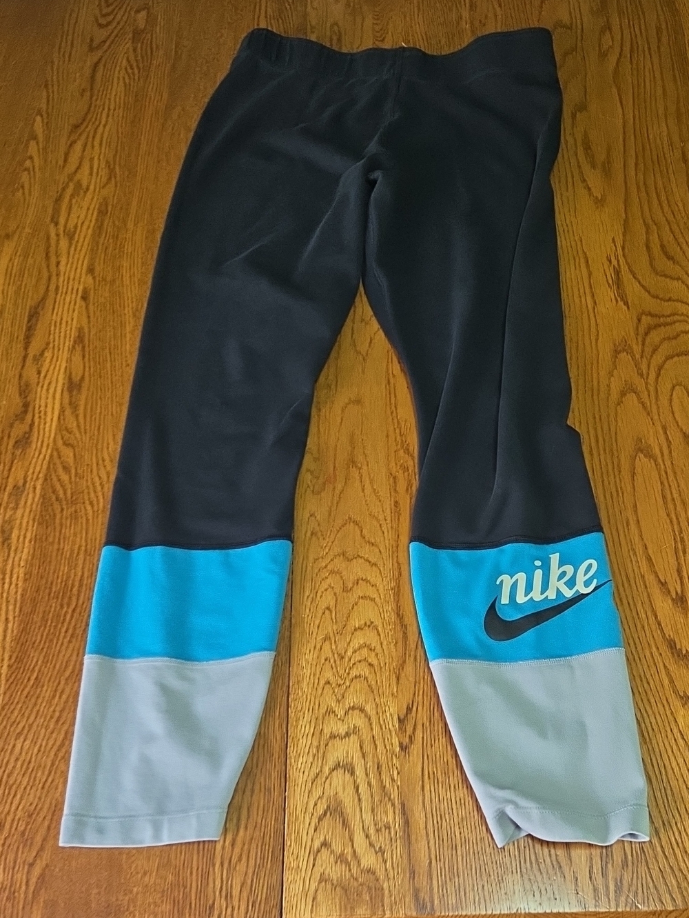 Nike Black Turquoise and Light Gray Colorblock Joggers